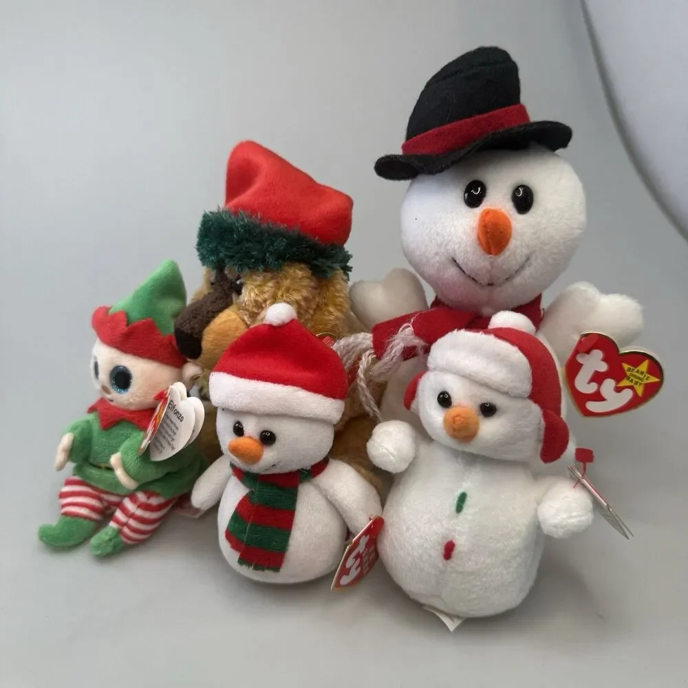 Ty Jingle Beanies Lot 5 Jinglepup Snowball Cottonball Snowcap Elfonzo NEW